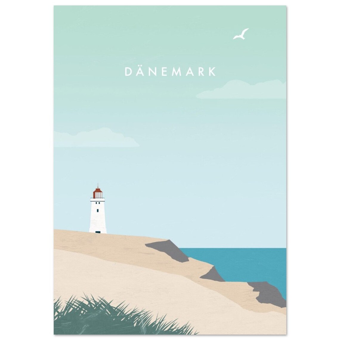 Denmark Minimalist Lighthouse Illustration Art Print - Image 2