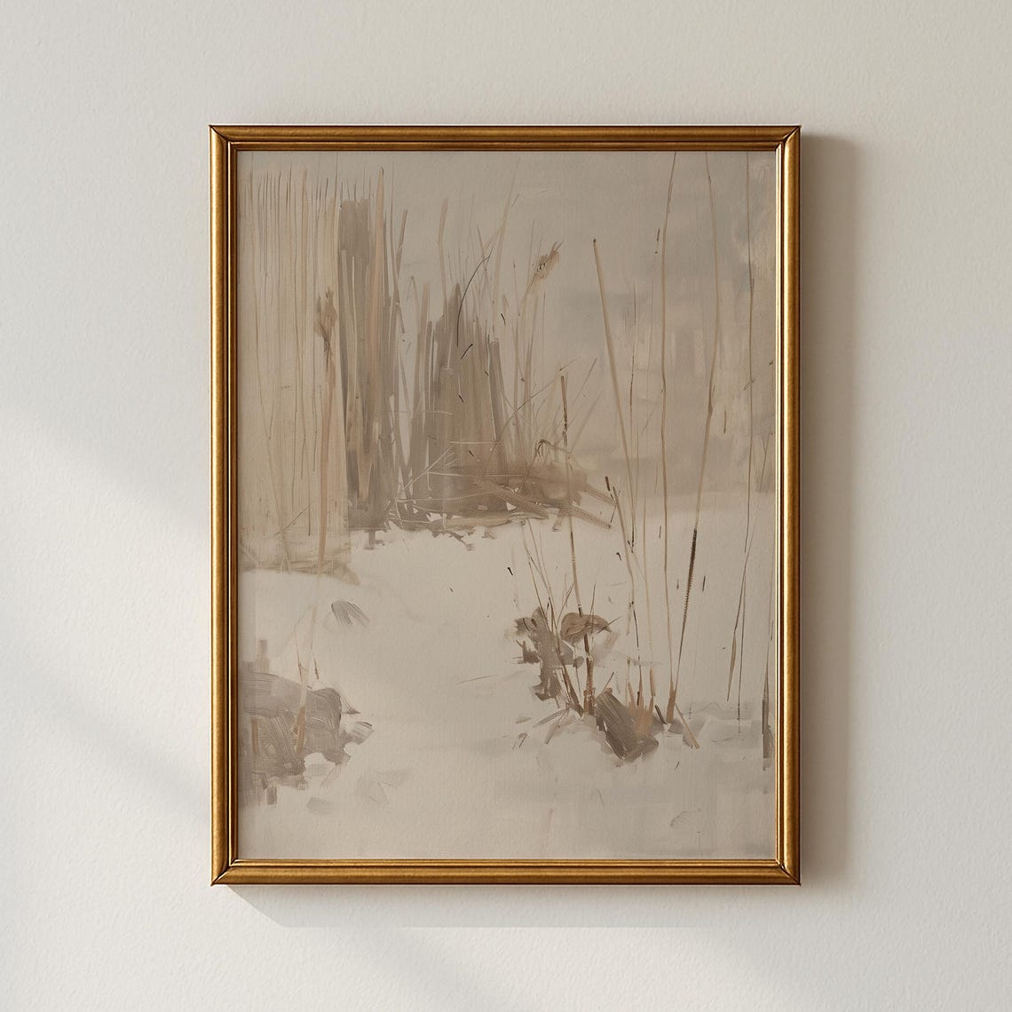 Minimalist Beige Marsh Reeds Abstract Neutral Landscape Art Print