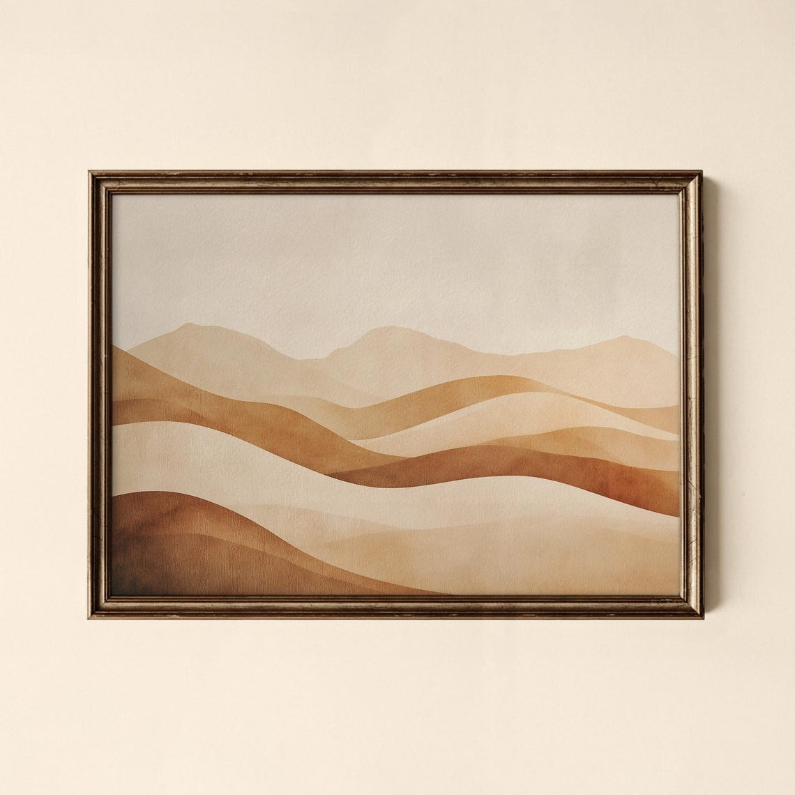 Muted Terracotta Rolling Hills Abstract Watercolor Art Poster