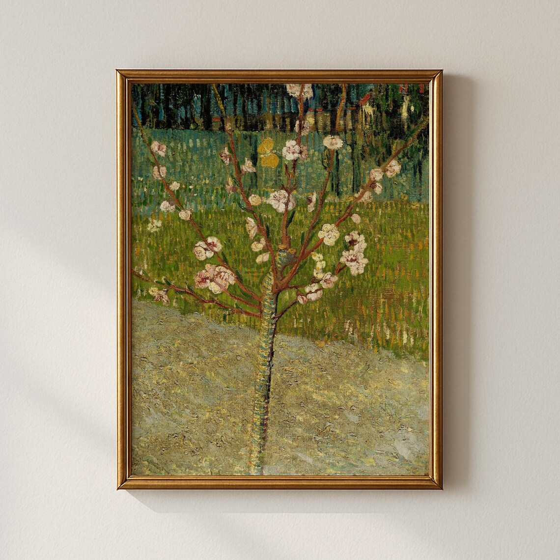 Vintage Blossoming Tree in Spring Pastoral Oil Painting Art Print