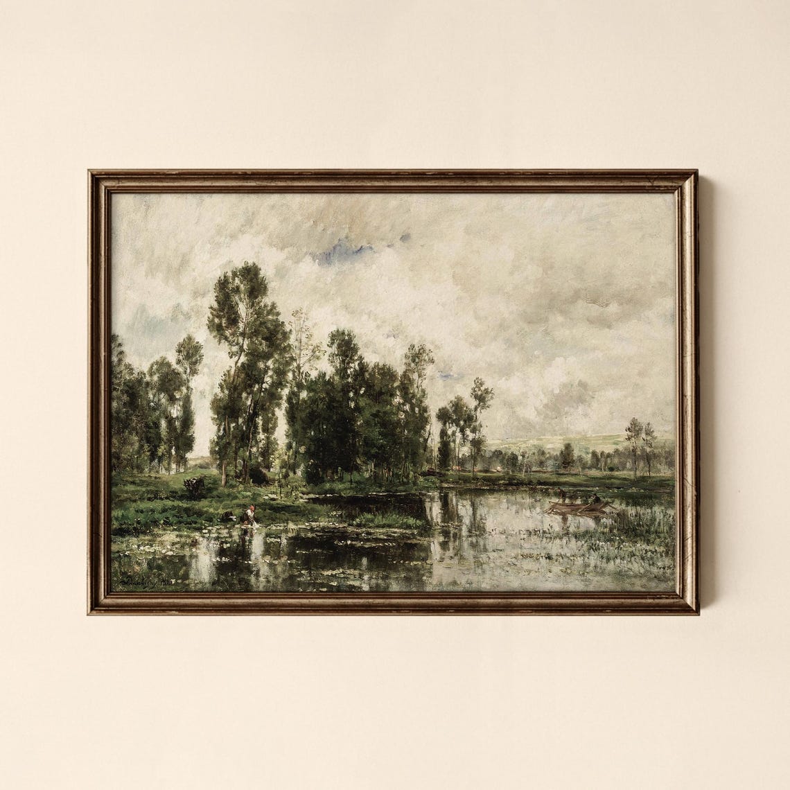 Riverside Poplars Lily Pond Vintage French Impressionist Poster