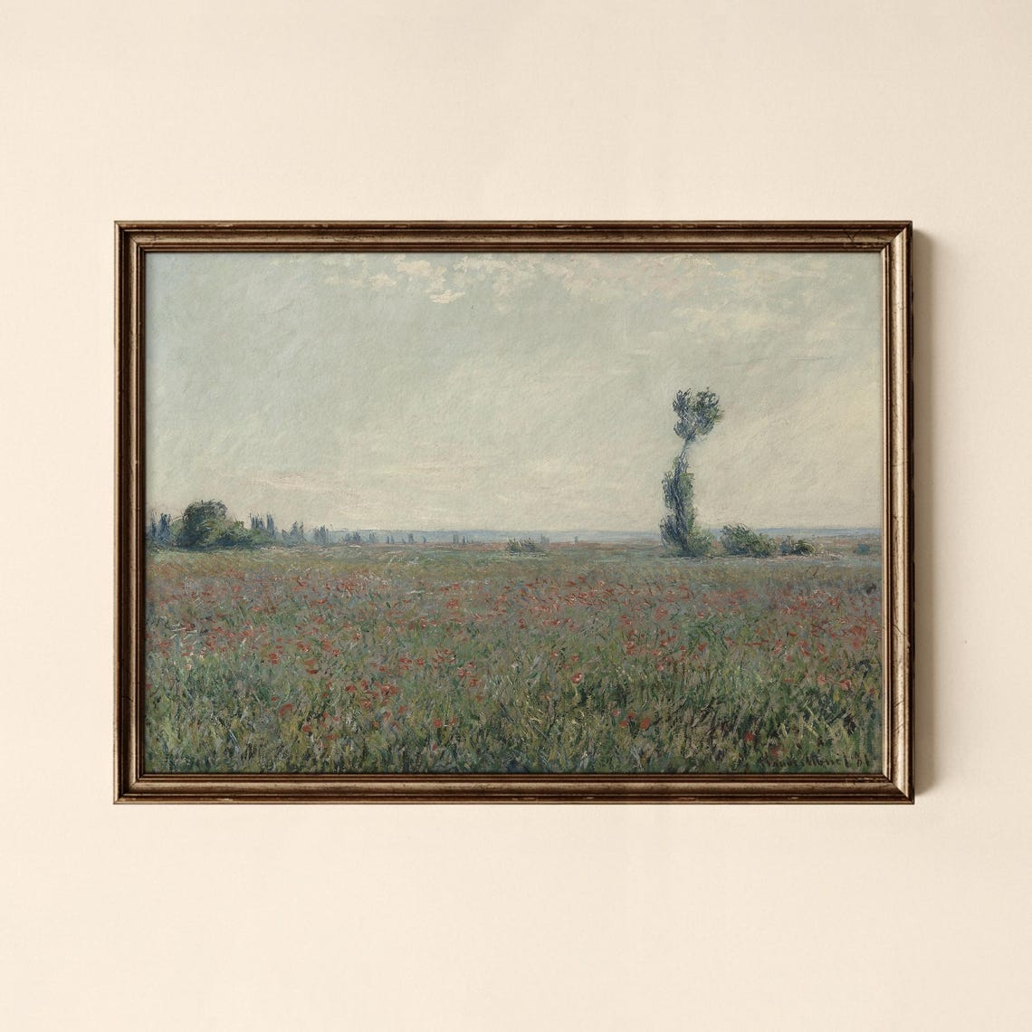 Impressionist Red Poppy Field Summer Meadow Oil Painting Print