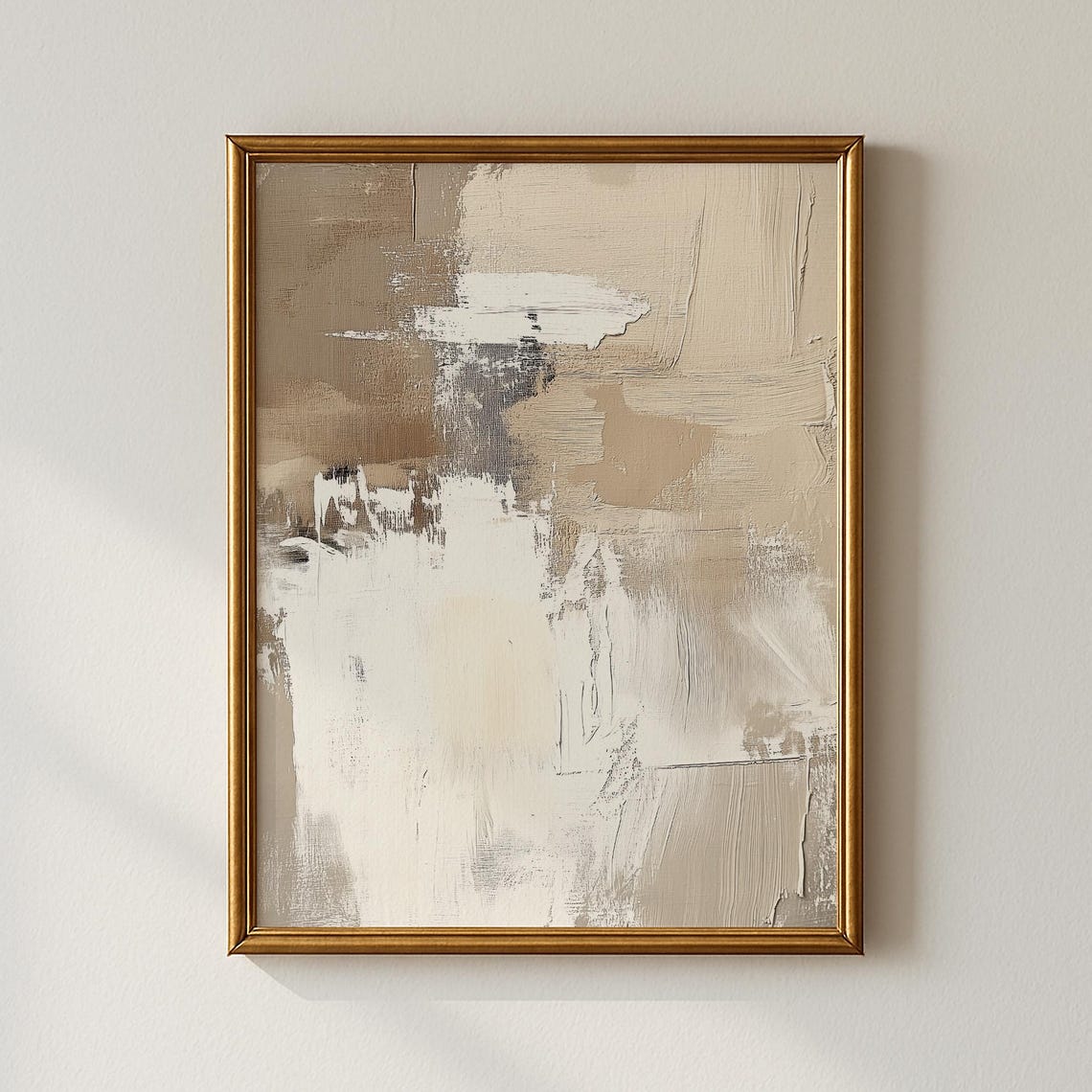 Calming Neutral Beige Abstract Brushstrokes Modern Gallery Wall Art