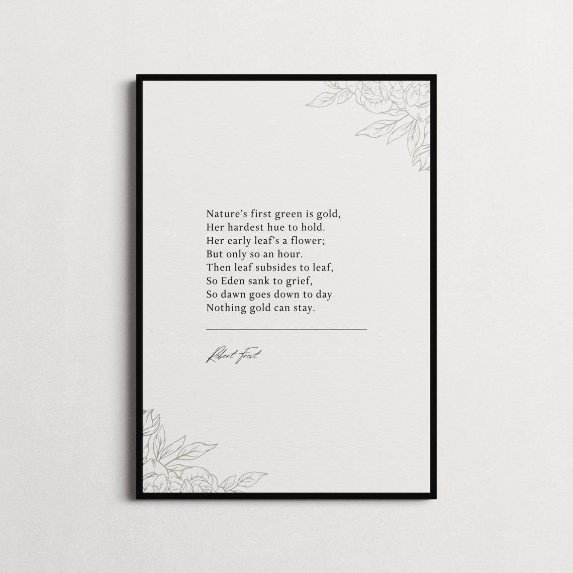 Robert Frost Nothing Gold Can Stay Poem Poster Floral Peony Nature - Image 4