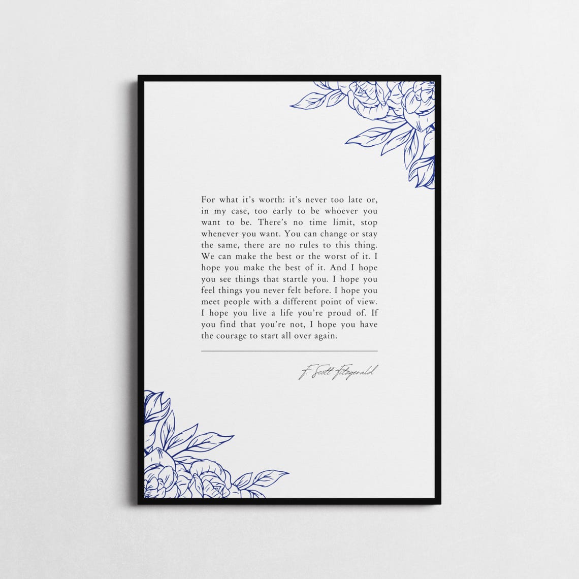 F. Scott Fitzgerald For What Its Worth Minimalist Quote Poster - Image 3