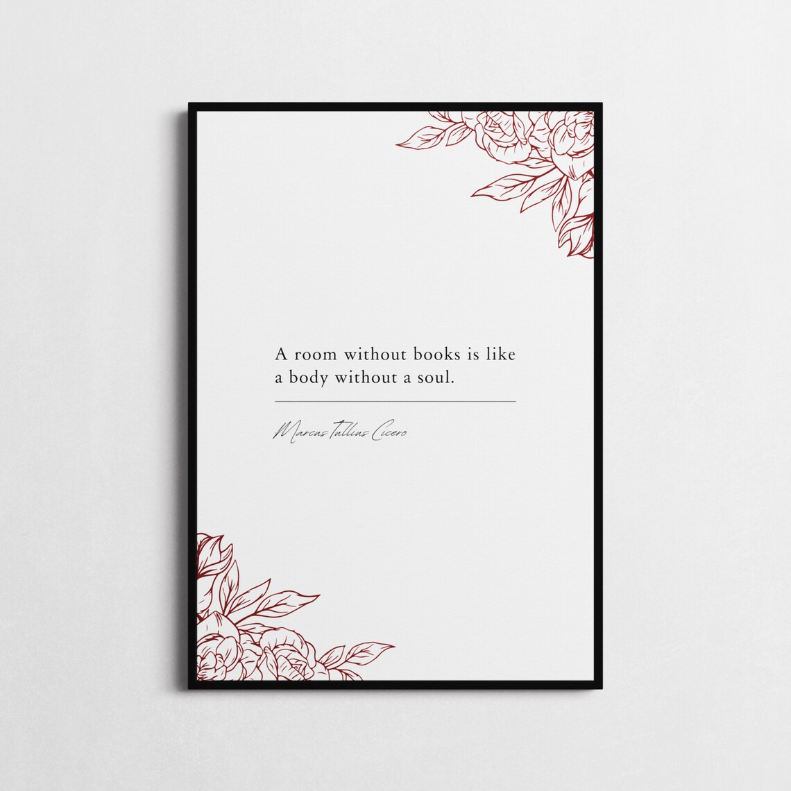 Marcus Tullius Cicero Room Without Books Minimalist Library Quote Poster - Image 2
