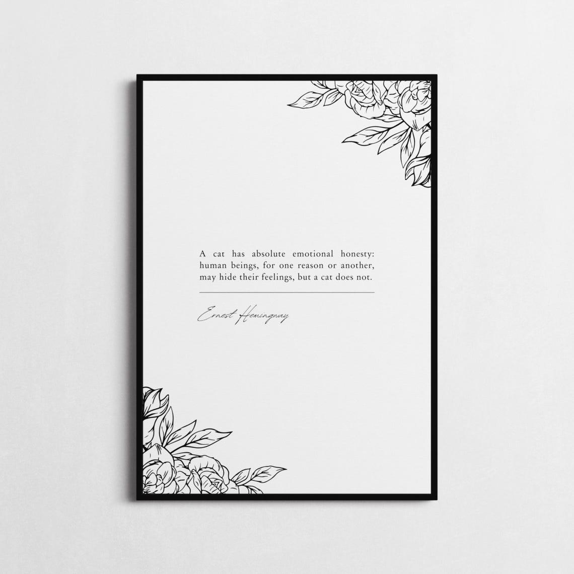 Ernest Hemingway Cat Emotional Honesty Quote Poster Cat Lover Gift - Image 2