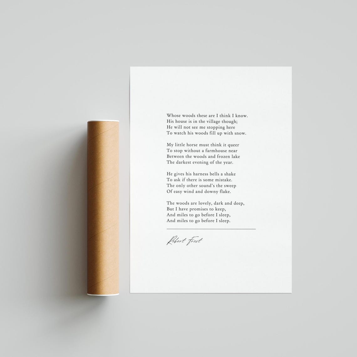 Robert Frost Stopping By Woods On Snowy Evening Minimalist Poem Poster - Image 4