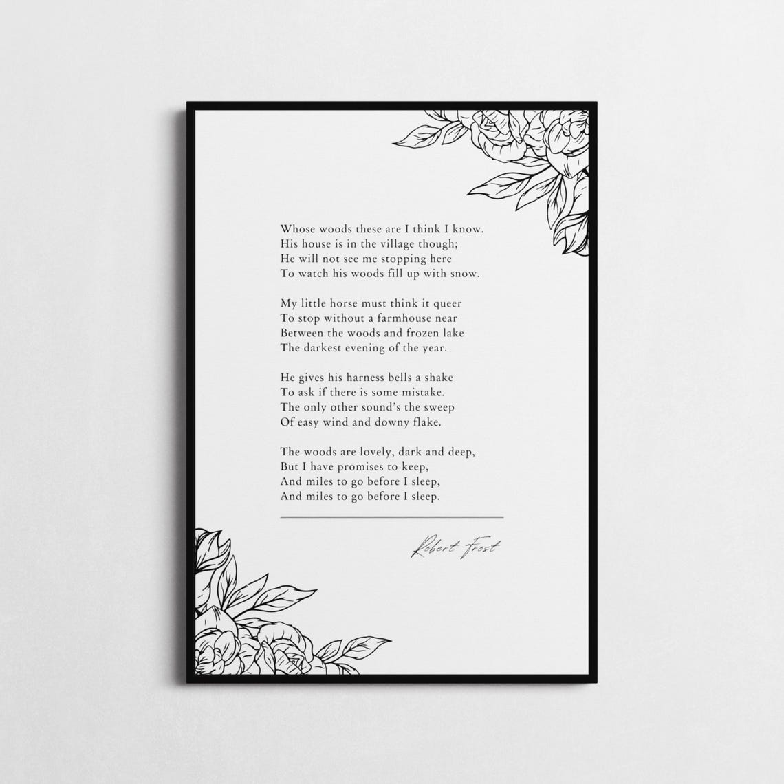 Robert Frost Stopping By Woods On Snowy Evening Minimalist Poem Poster - Image 2