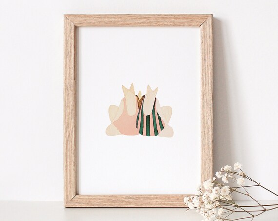 Cat Watercolor Sisters, Twin Nursery Decor