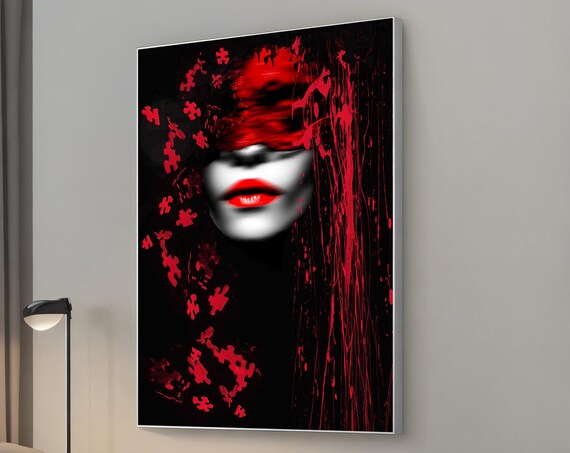 Beauty Woman Red Detail Canvas Painting Fashion Art Wall Decor Home