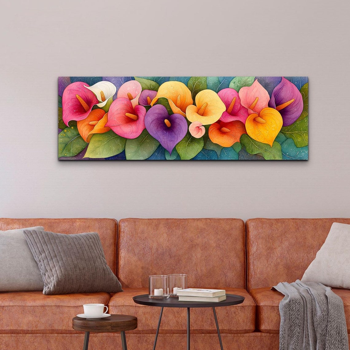 Vibrant Tropical Blooms Heart Shaped Petals Floral Art Poster