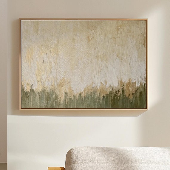 Neutral Abstract Art Minimalist Beige And Green Textured Wall Decor For Modern And Elegant Home Aesthetic