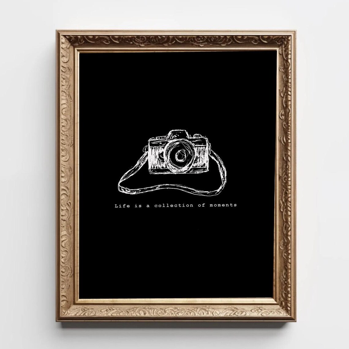 Black Camera Vintage Wall Art Print, Line Sketch