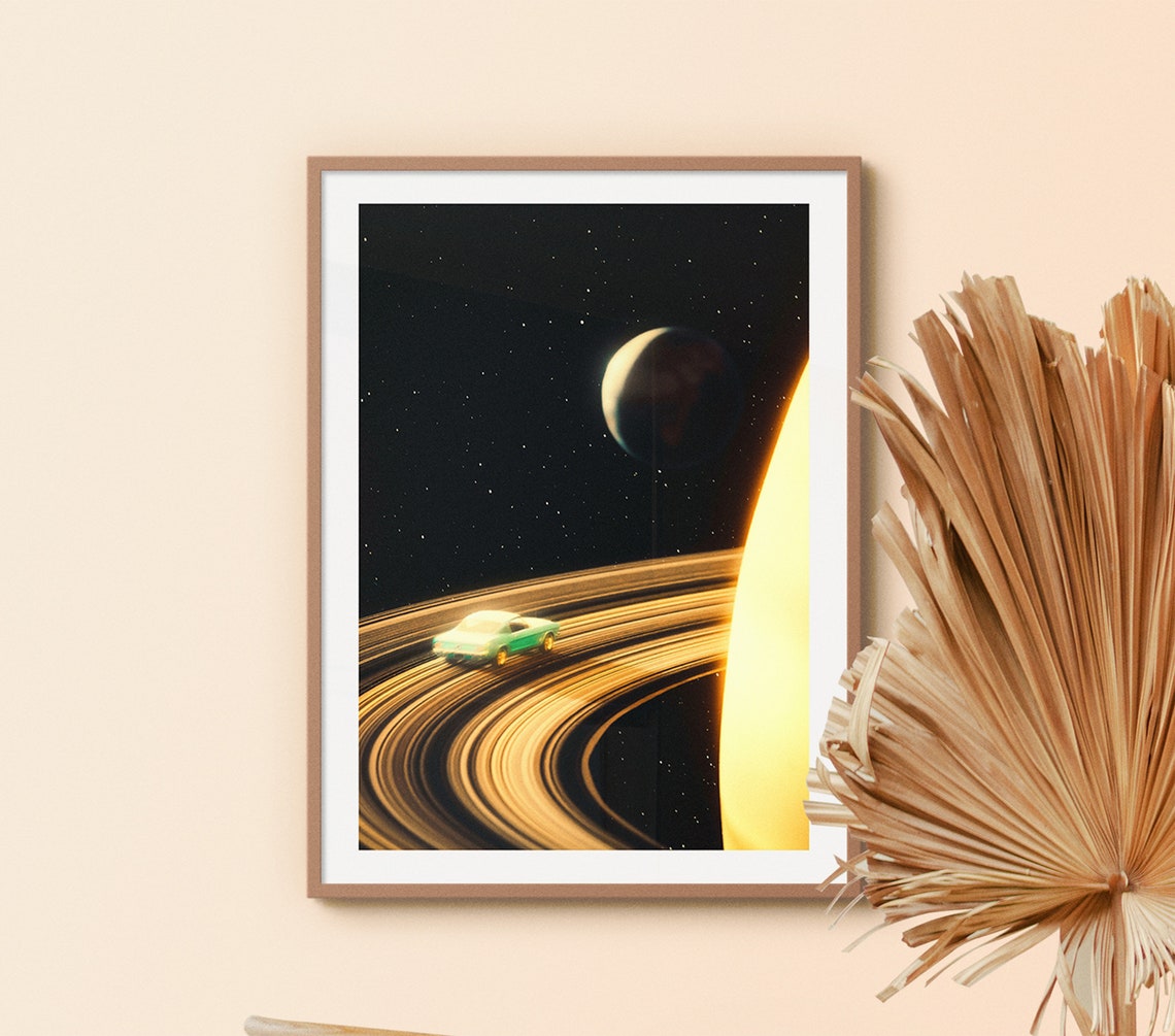 Saturn Retro Space Adventure Art Print - Image 2