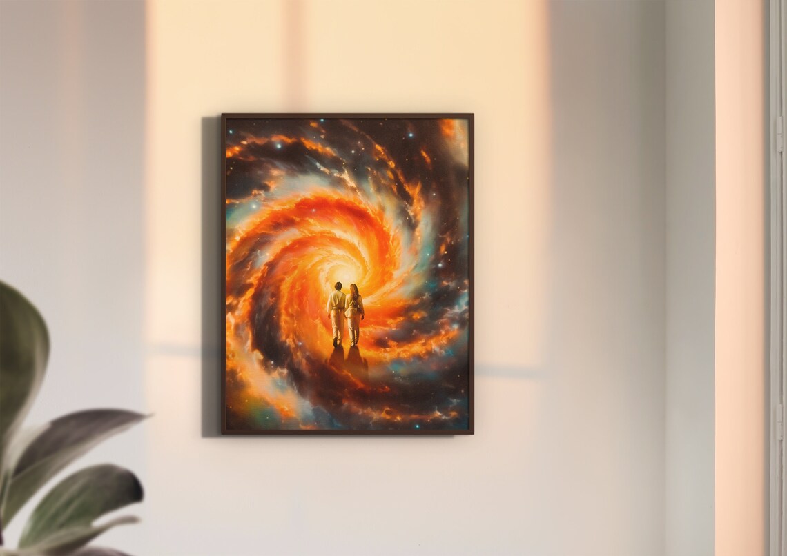 You And Me Couple Walking Into Galaxy Vortex Cosmic Love Poster - Image 3