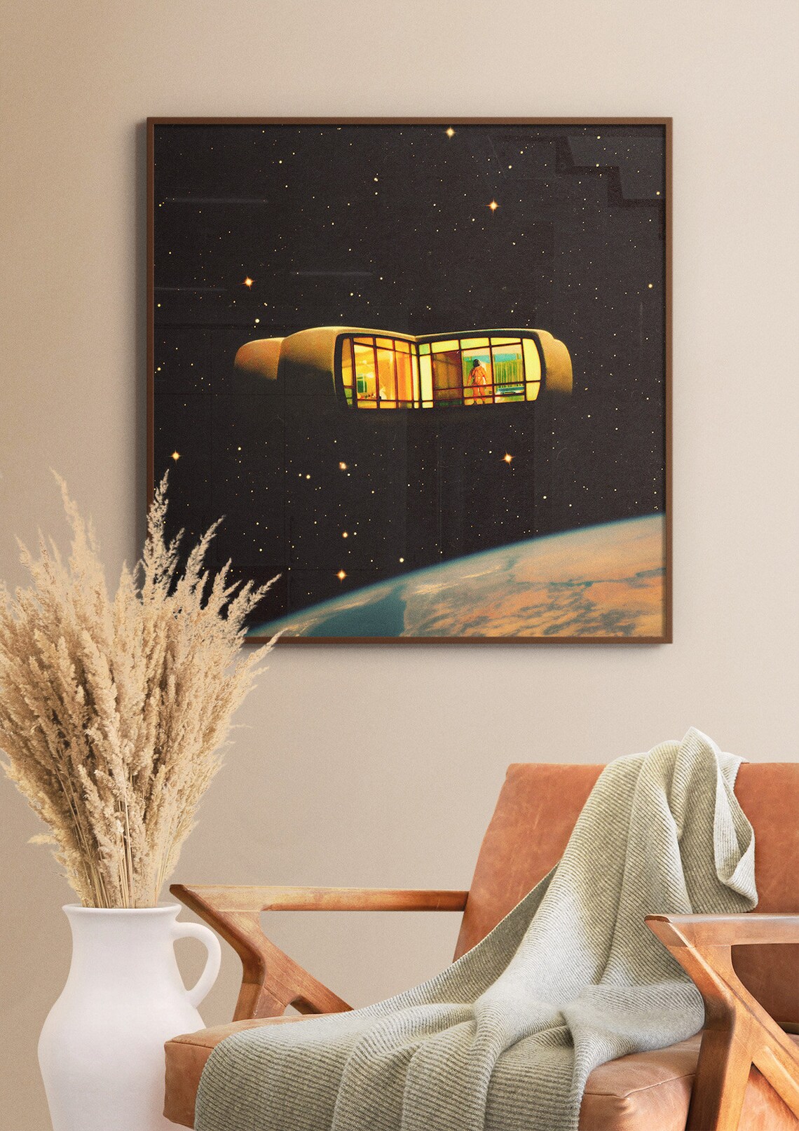 Space Pod Vintage Sci-Fi Collage Art Print - Image 3
