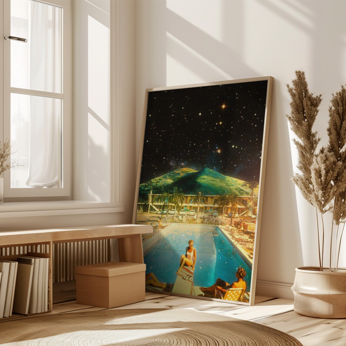 Space Pool Retro Futurism Art Print, Vintage Collage - Image 3