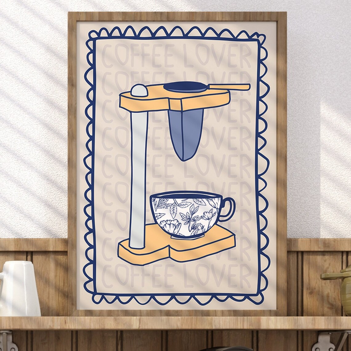 Rustic Coffee Maker Art, Boho Minimalist Decor