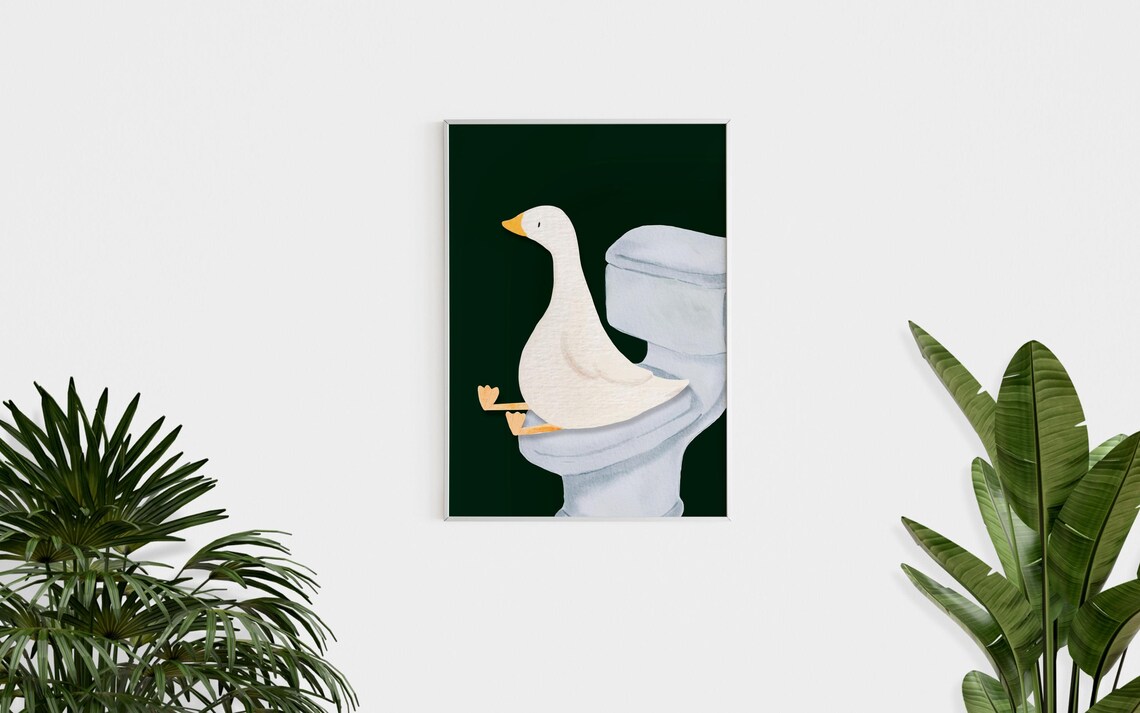 Goose Bathroom Print, Trendy Nursery Decor Art Print - Image 2