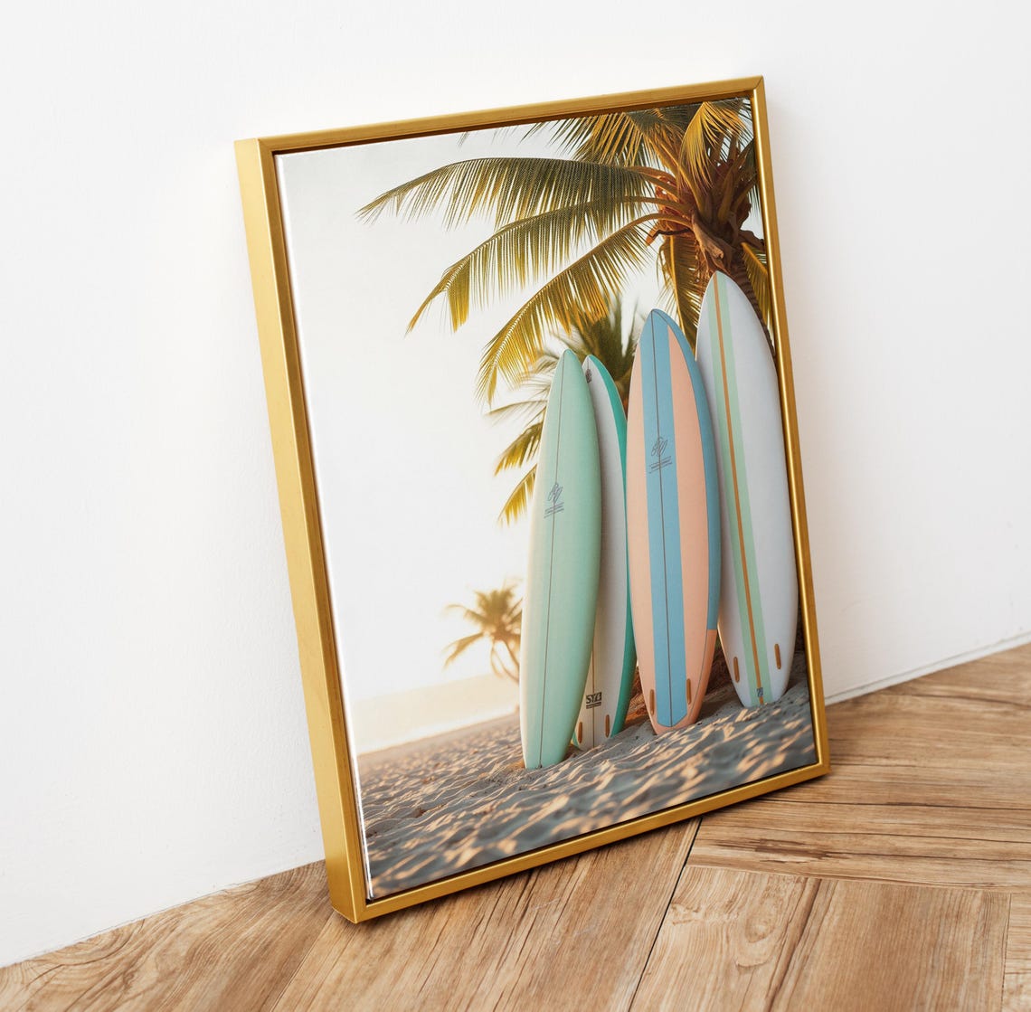 Pastel Surfboards Beach Sunset Palm Trees Tropical Surf Art Poster - Image 6