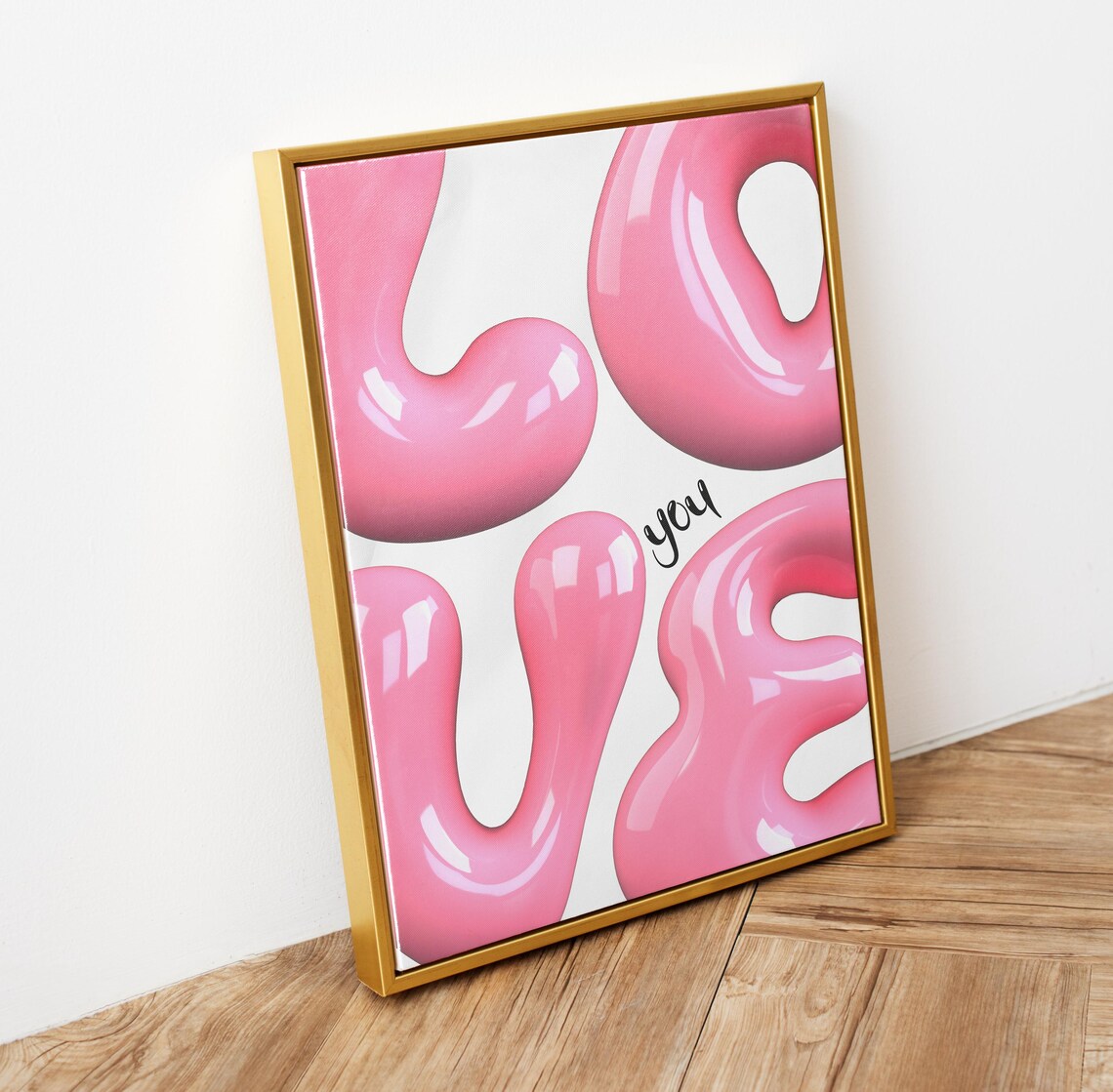 Pink 3D Bubble Letter Love You Sign Girly Dorm Room Wall Art Poster - Image 5