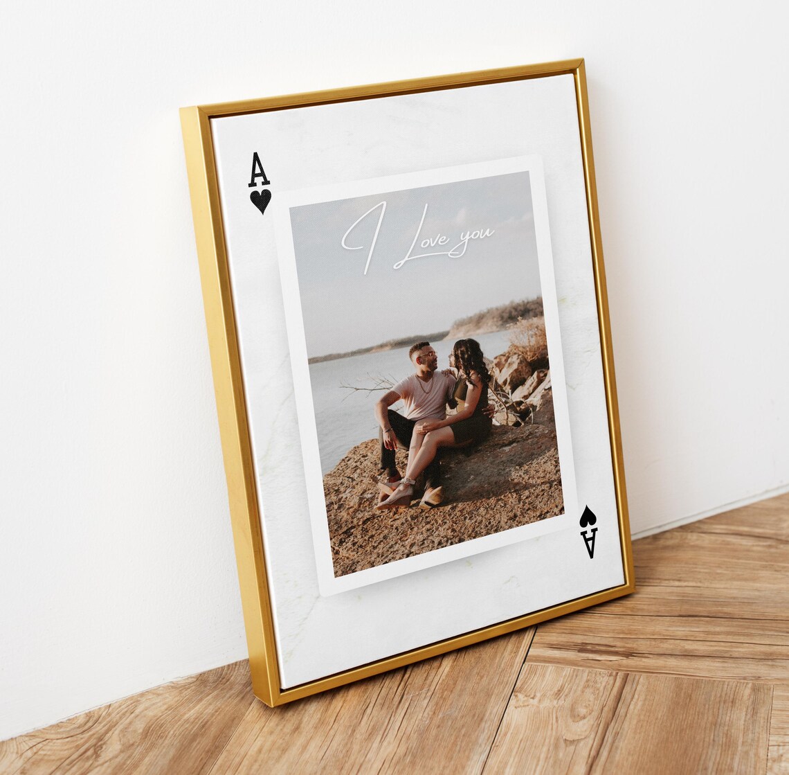 Ace of Hearts Playing Card Custom Couple Photo I Love You Art Print - Image 5