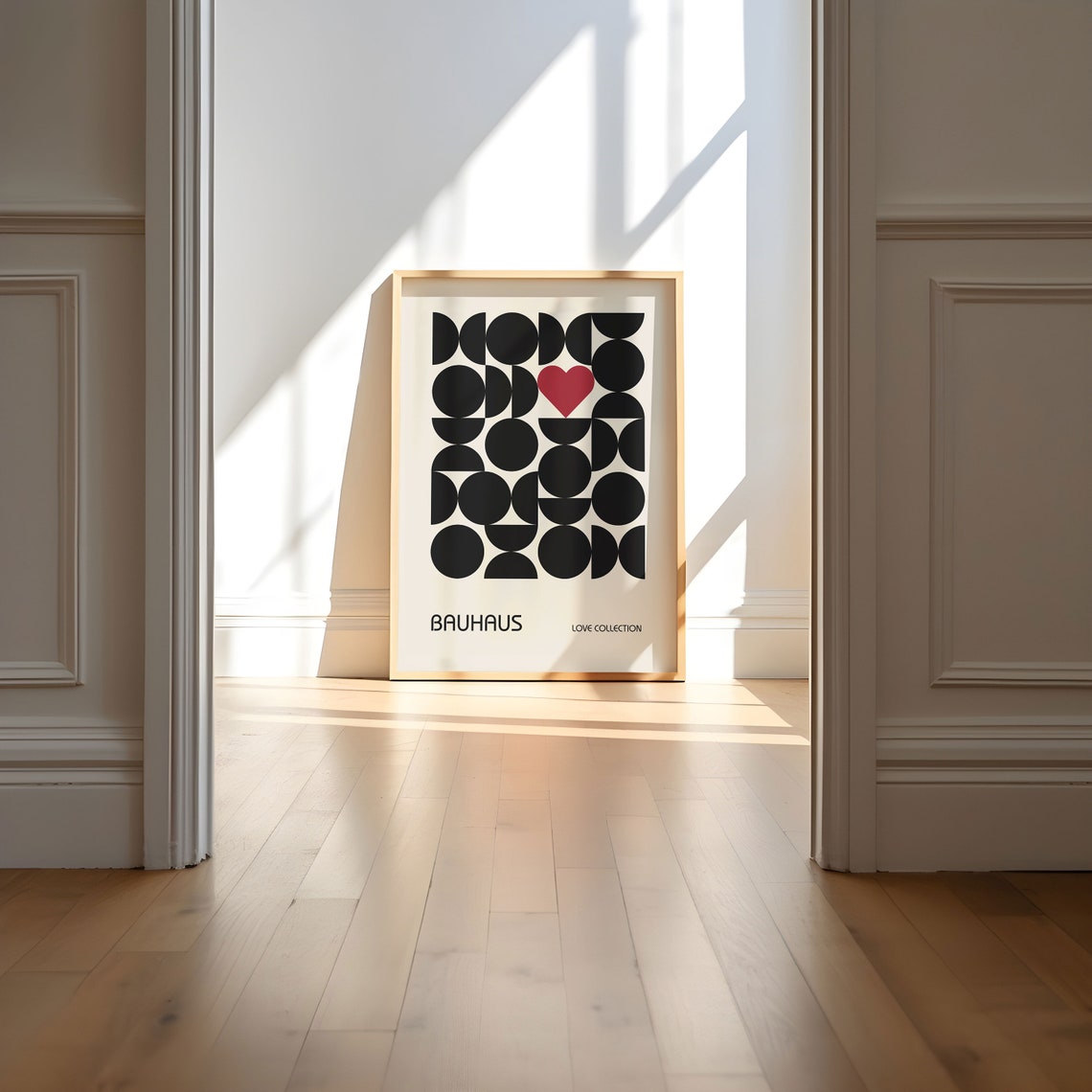 Black Geometric Circle Heart Bauhaus Love Collection Art Poster - Image 5