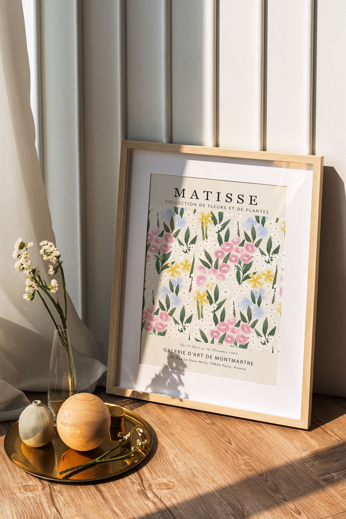Matisse Pink White Yellow Wildflower Stripe Floral Gallery Print - Image 4