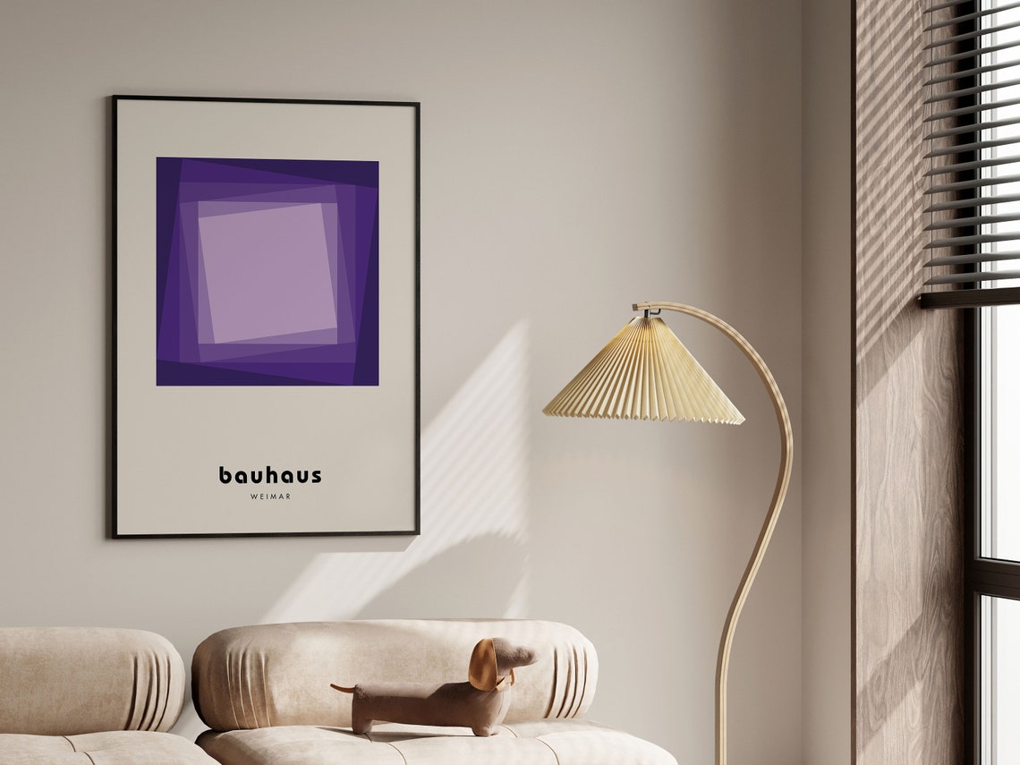 Violet Purple Layered Square Bauhaus Weimar Mid Century Poster - Image 5