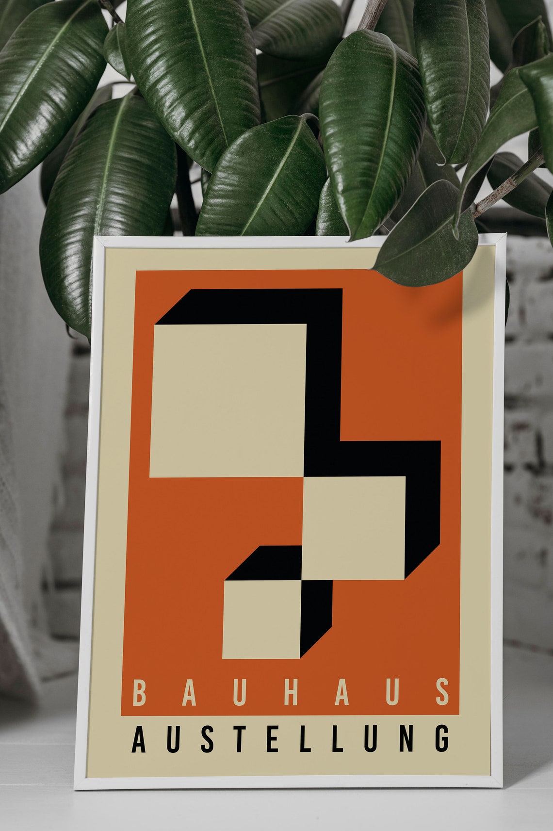 Bauhaus Ausstellung Poster Orange Black 3D Geometric Blocks Modern Art - Image 4