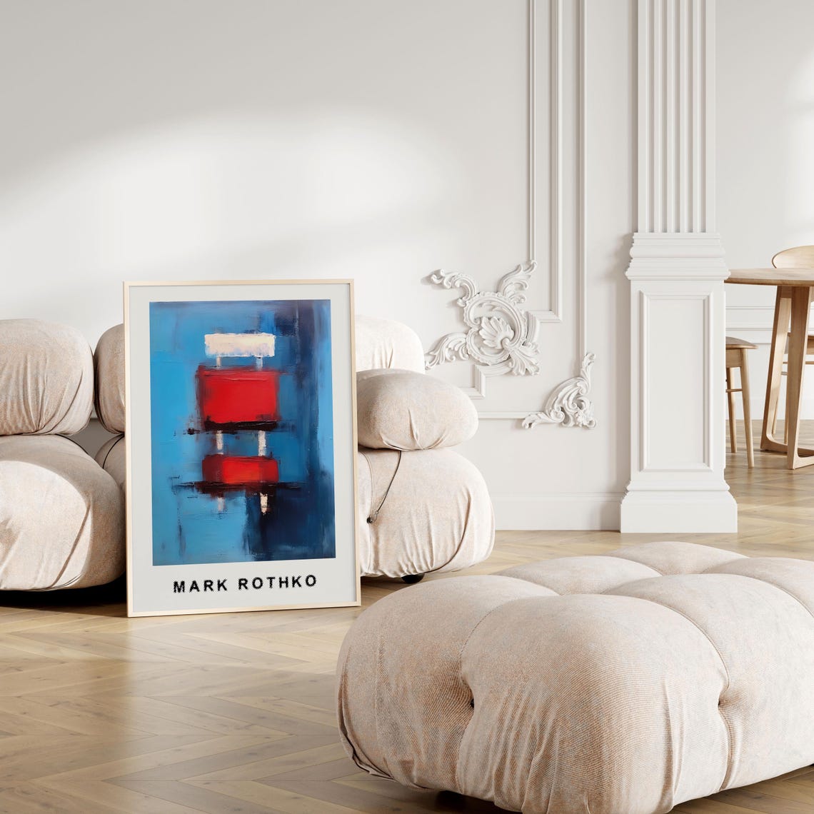 Mark Rothko Style Red and Blue Abstract Geometric Art Poster - Image 4