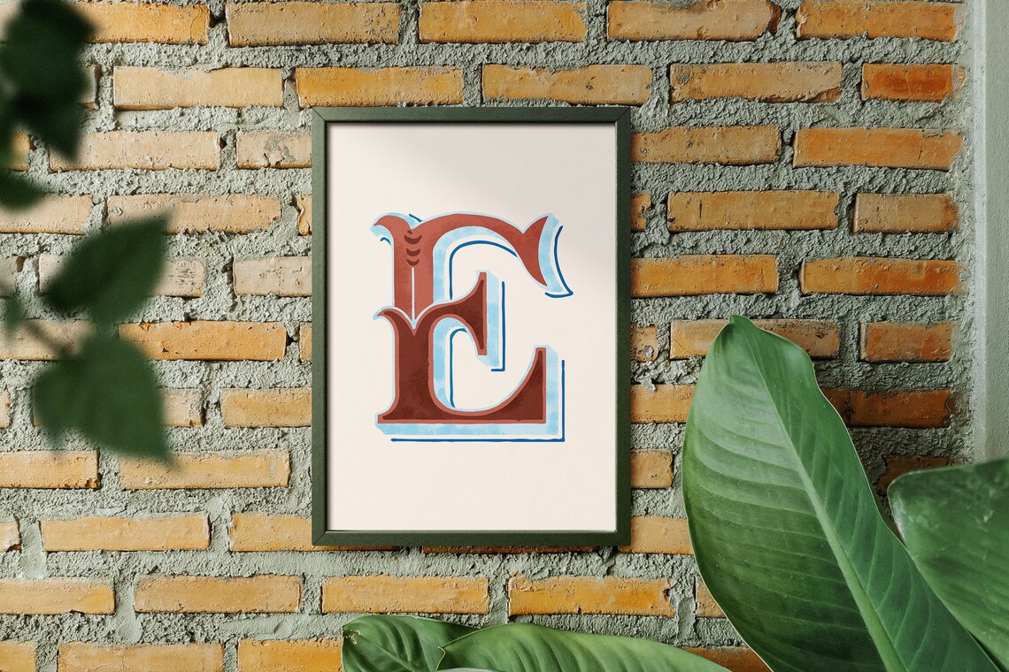 Vintage Initial Print Alphabet Poster, Nursery Decor - Image 5