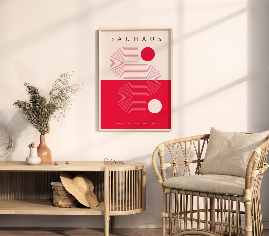 Bauhaus Geometric Exhibition Poster, Mid Century Modern - Image 5