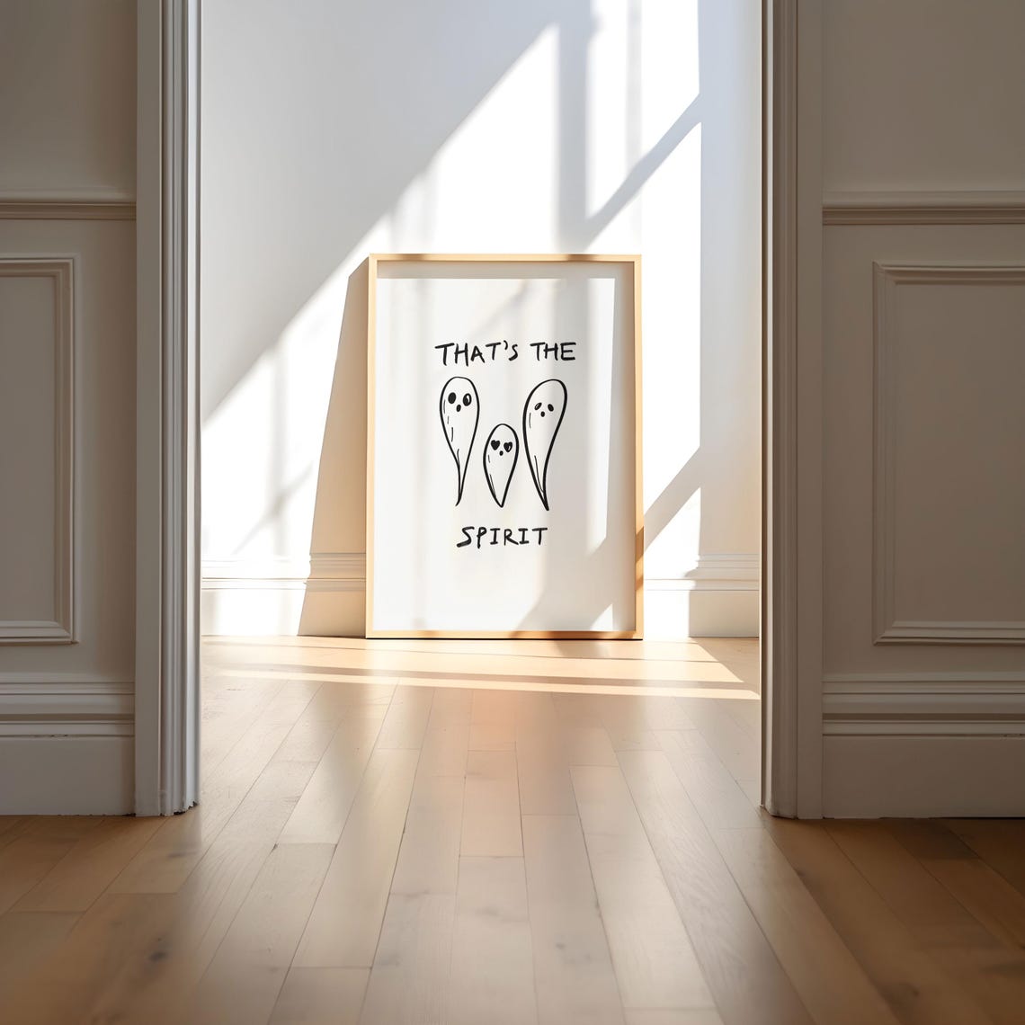 Thats The Spirit Cute Hand Drawn Halloween Ghosts Quote Poster - Image 3