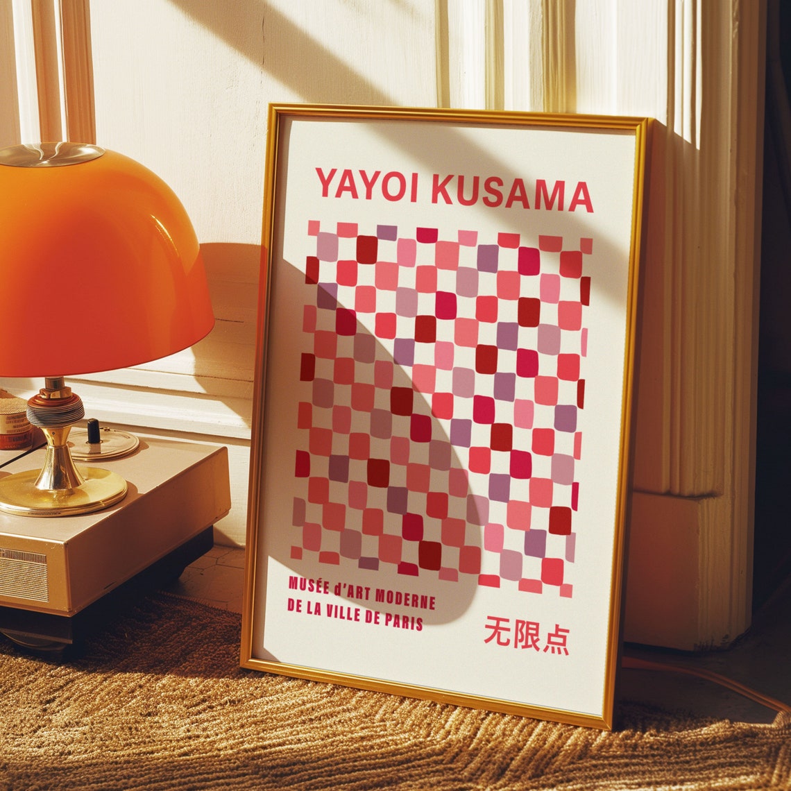 Yayoi Kusama Style Red Pink Checkerboard Playful Pattern Poster - Image 3