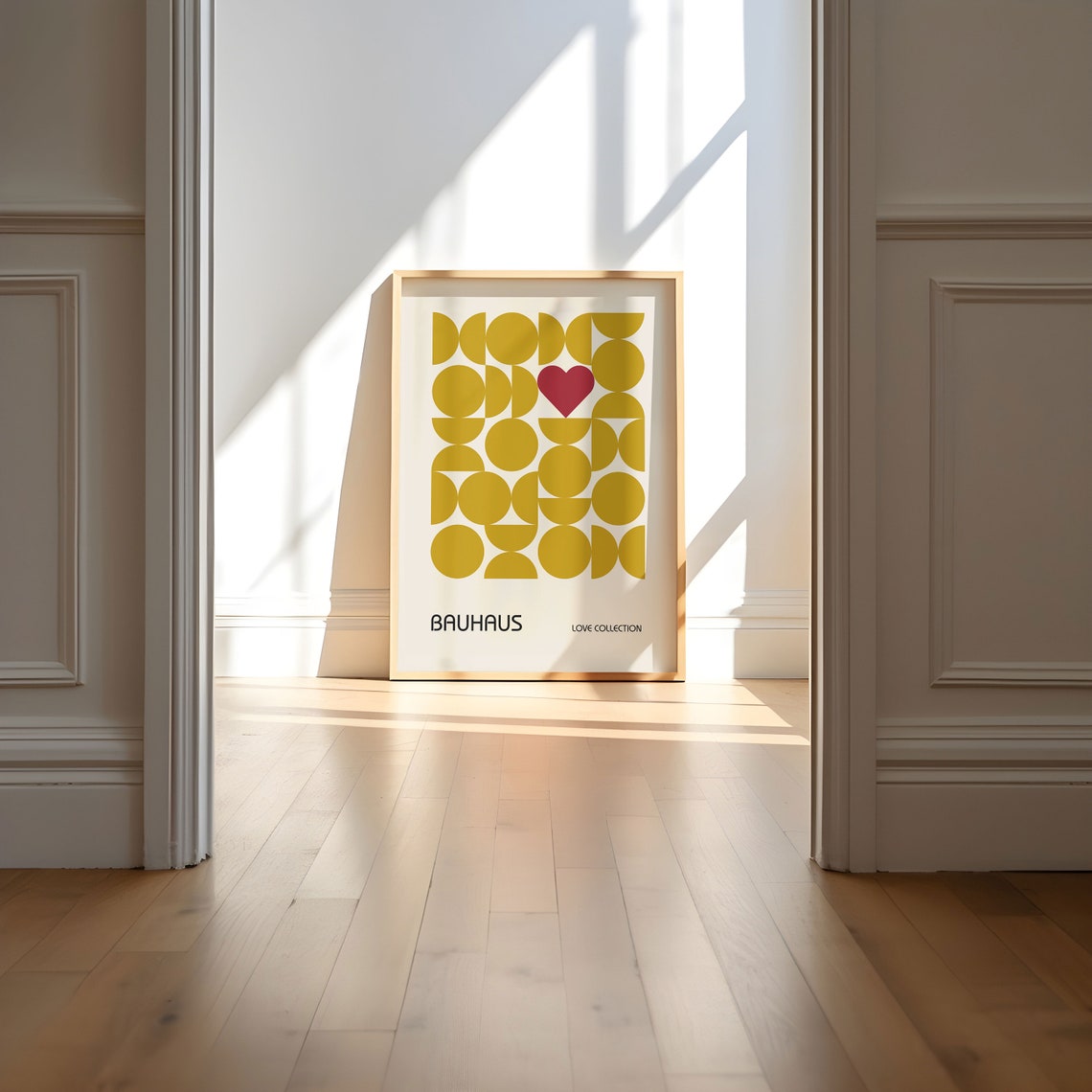 Ochre Yellow Geometric Circle Heart Bauhaus Love Collection Poster - Image 5
