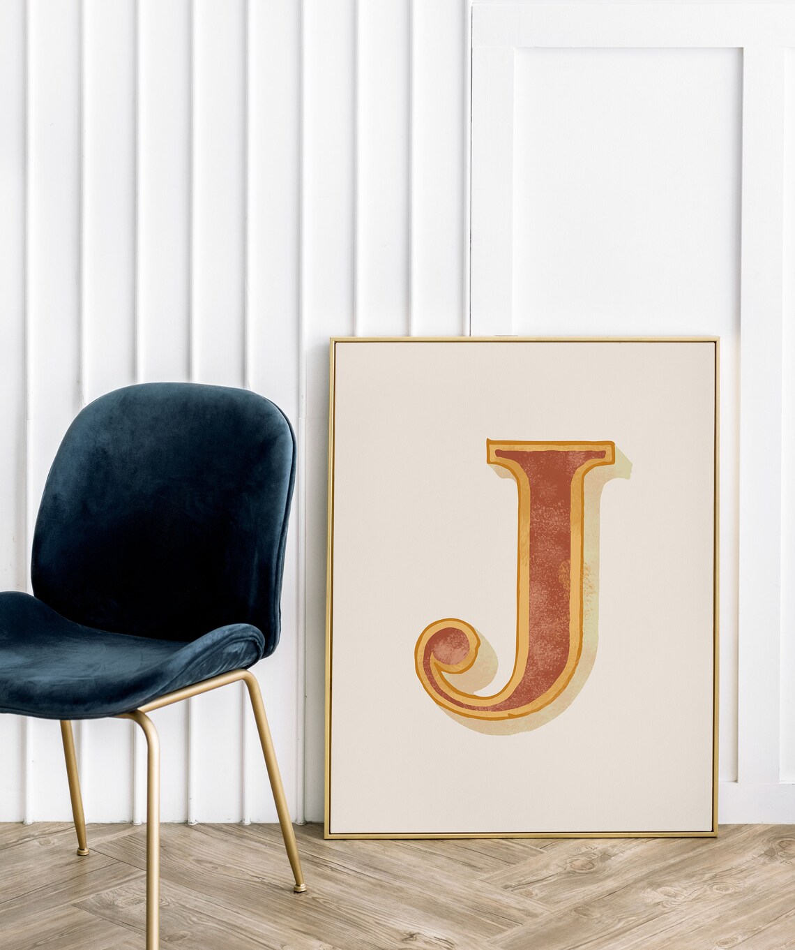 Letter J Rust Orange Western Alphabet Typography Nursery Kids Room Poster - Image 3