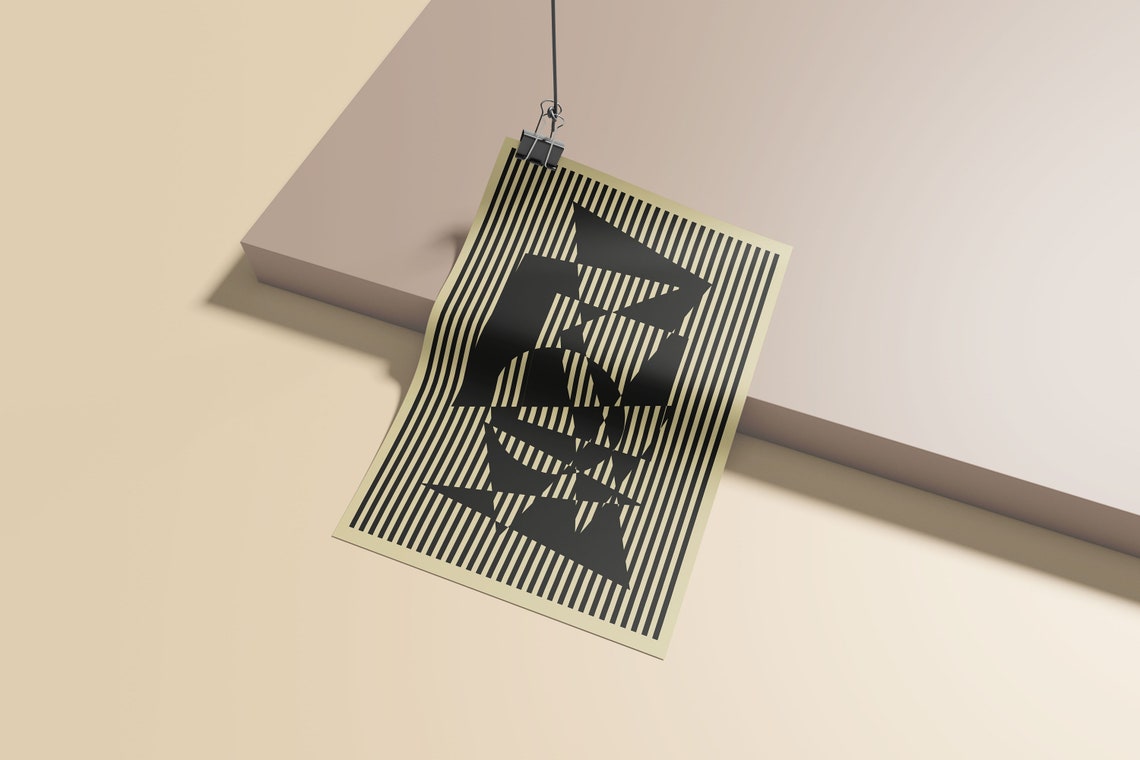 Bauhaus Striped Geometric Black Modernist Abstract Art Poster - Image 5
