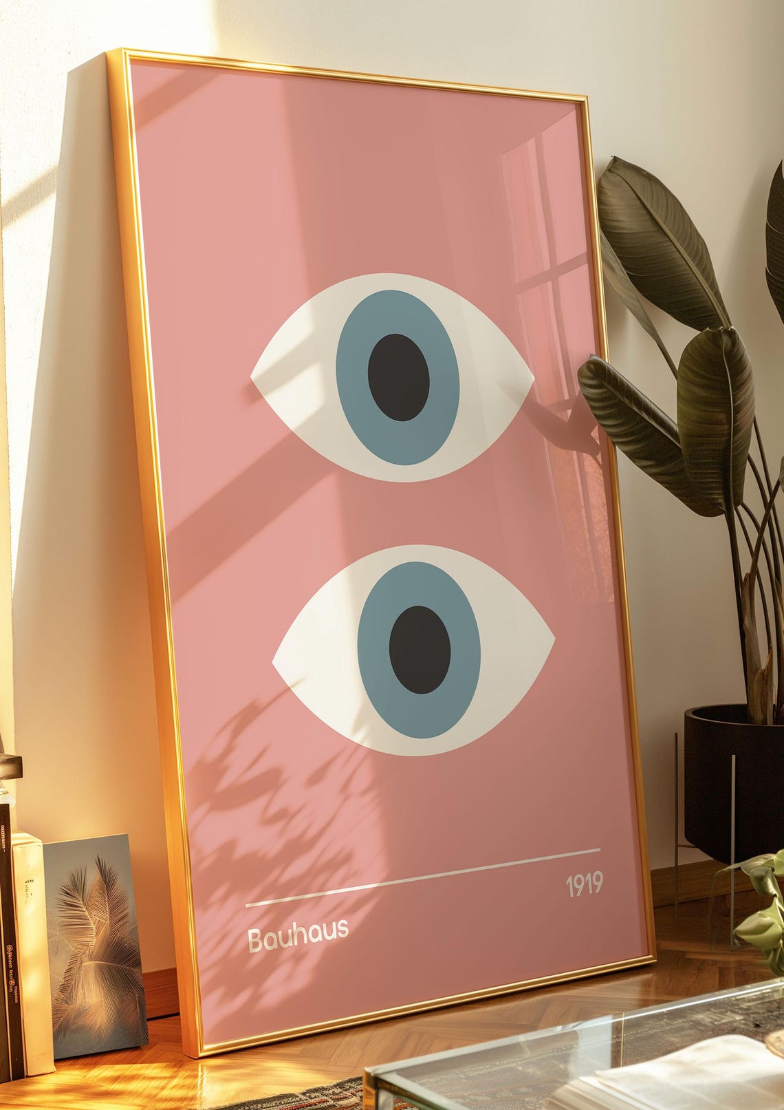 Bauhaus 1919 Pink Twin Eye Abstract Modern Art Exhibition Poster - Image 3