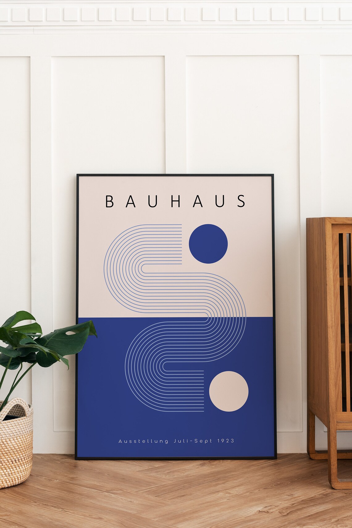 Bauhaus 1923 Exhibition Geometric Abstract Navy Blue Mid Century Poster - Image 4