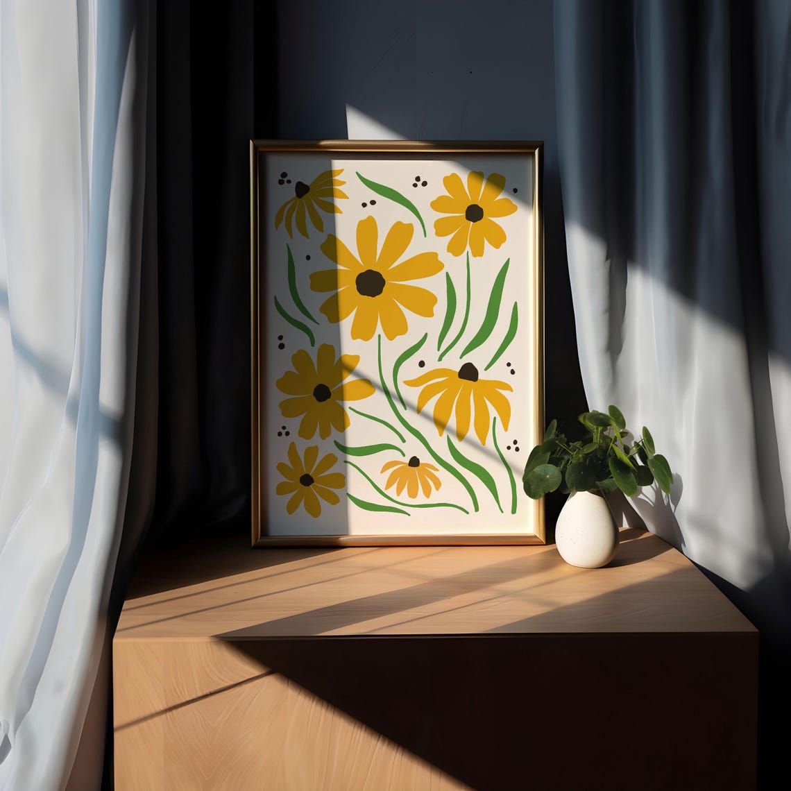 Golden Yellow Daisy Maximalist Flower Market Illustration Poster - Image 5