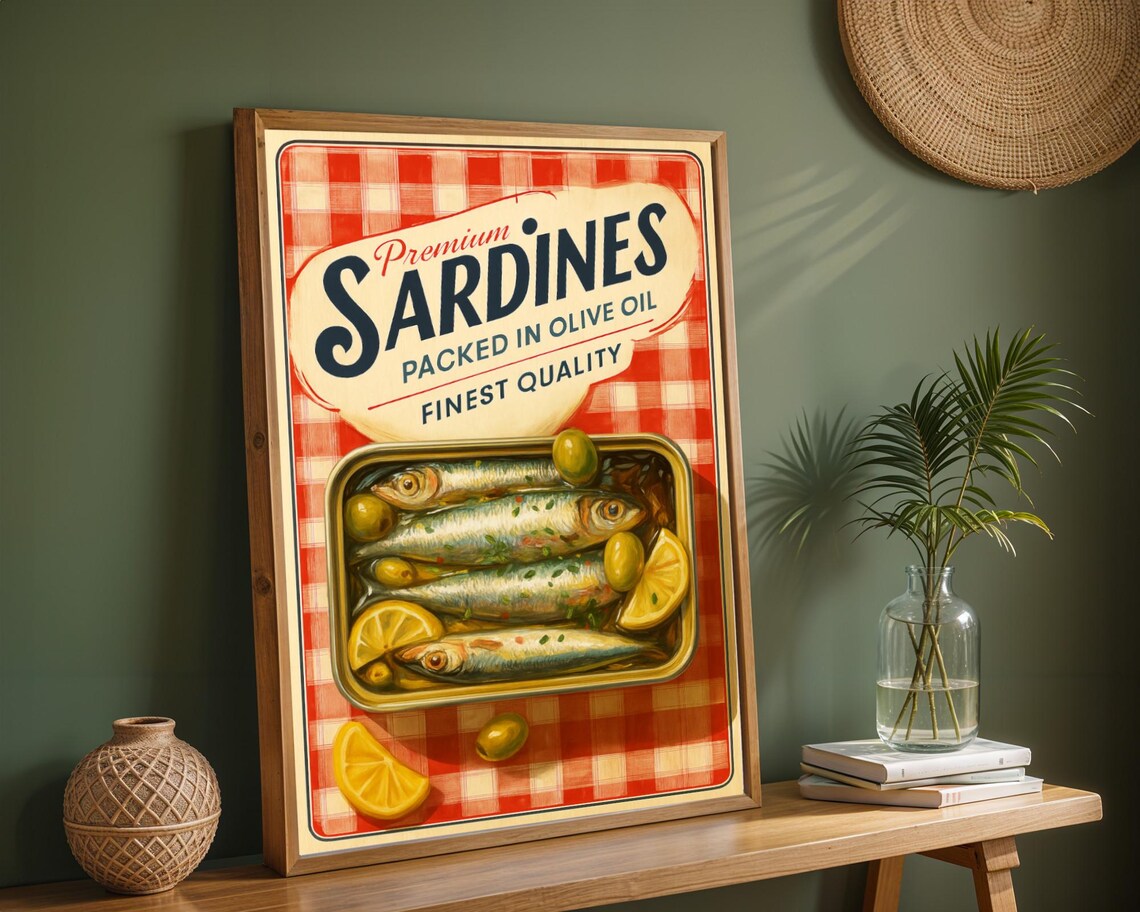 Premium Sardines Vintage Kitchen Advertising Retro Tin Poster