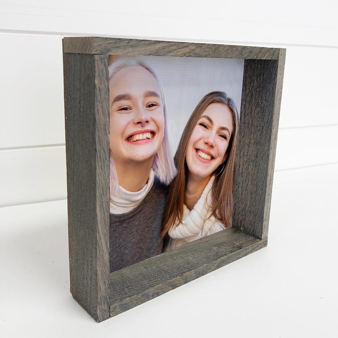 Gift For Your Sister Custom Photo Wall Art Personalized Wood Framed Photos Birthday