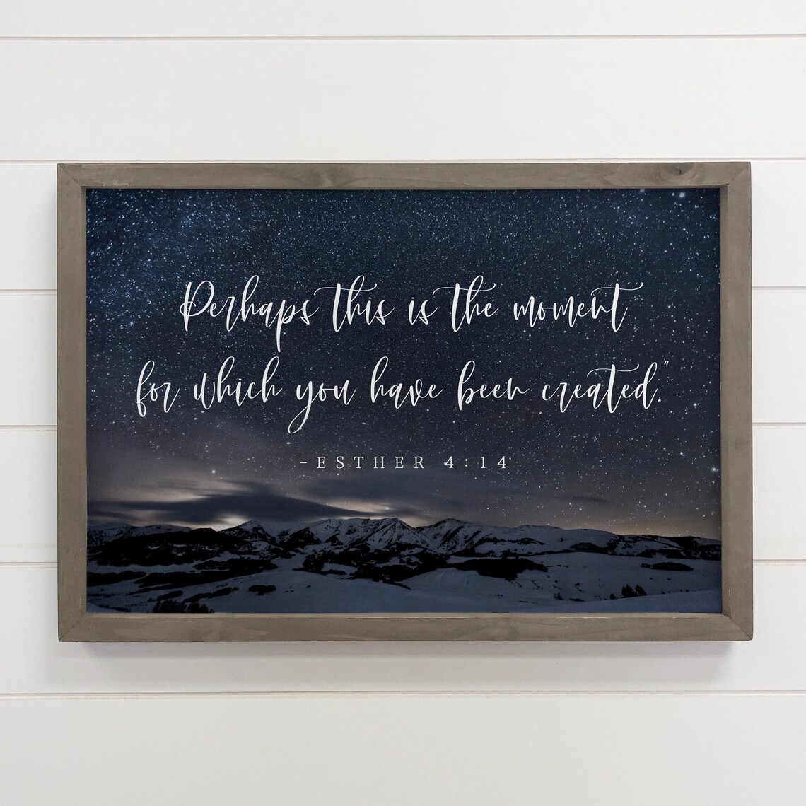 Esther 4 14 Starry Night Sky Scripture Quote Poster for Inspirational Decor