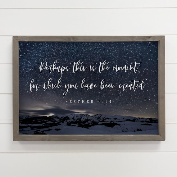 Esther 4 14 Starry Night Sky Scripture Quote Poster for Inspirational Decor