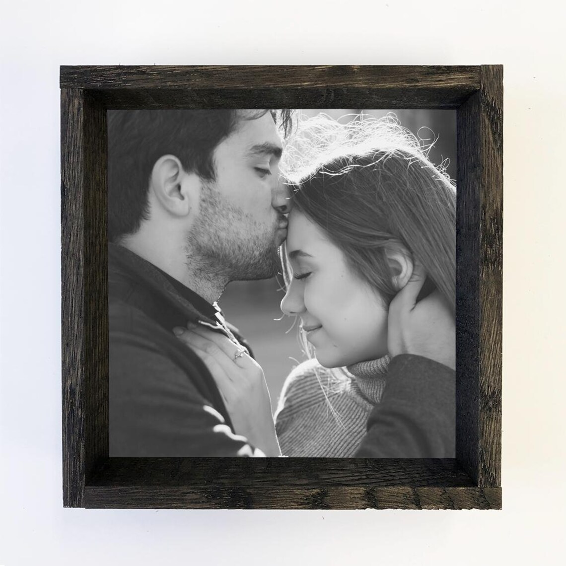 Custom Couple Portrait Photo Canvas Black and White Romantic Gift Print