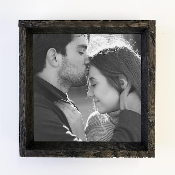 Custom Couple Portrait Photo Canvas Black and White Romantic Gift Print