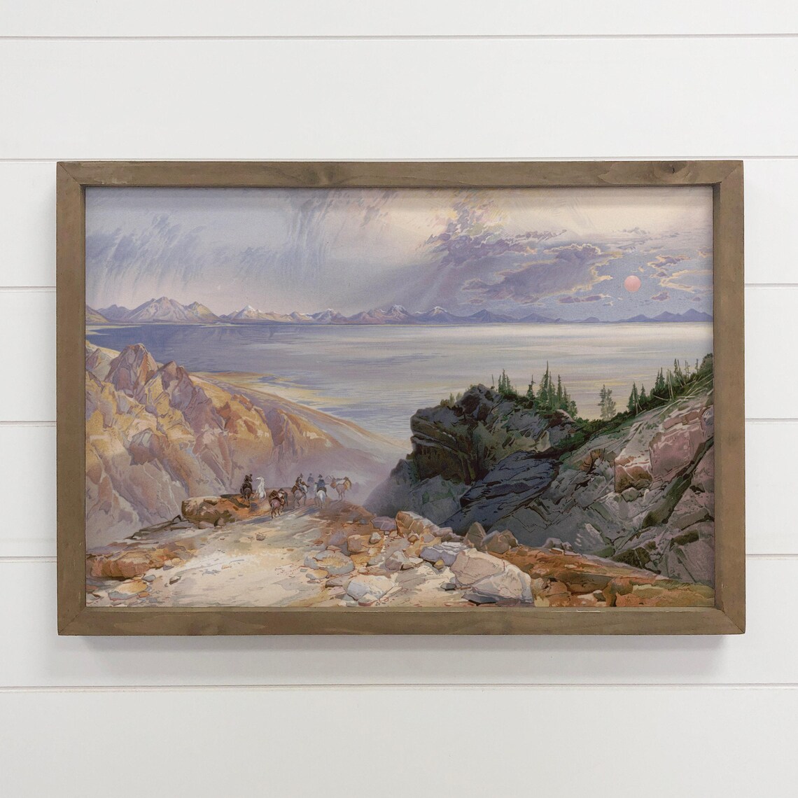 Vintage Great Salt Lake Utah Sunset Landscape Painting Art Poster