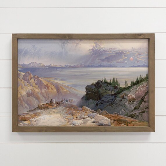 Vintage Great Salt Lake Utah Sunset Landscape Painting Art Poster